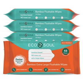 Premium Bamboo Flushable Wipes  - 48 Wipes Per Pack - Pack: 8