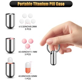 2-Be-Best Mini Pill Holder with Keychain, Titanium Pill Container Keychain Waterproof Pill Case Portable Keychain Pill Holder Single Pill Case Pill Box for Travel Outdoor Gift Pill Container 2PACK
