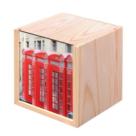 Wooden Box - Telephone Booths Red London England (10 x 10 x 10 cm)