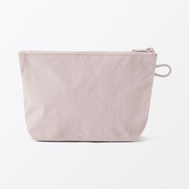 MUJI 84475696 Wrinkle Nylon Pouch with Gusset, Pink, M, Approx. 8.3 x 5.3 x 2.4 inches (21 x 13.5 x 6 cm)