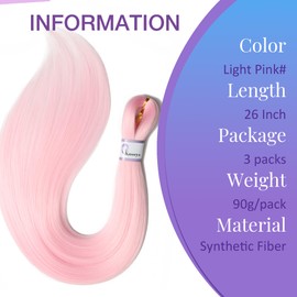 Pink Braiding Hair Pre Stretched 26 Inch 3 Packs