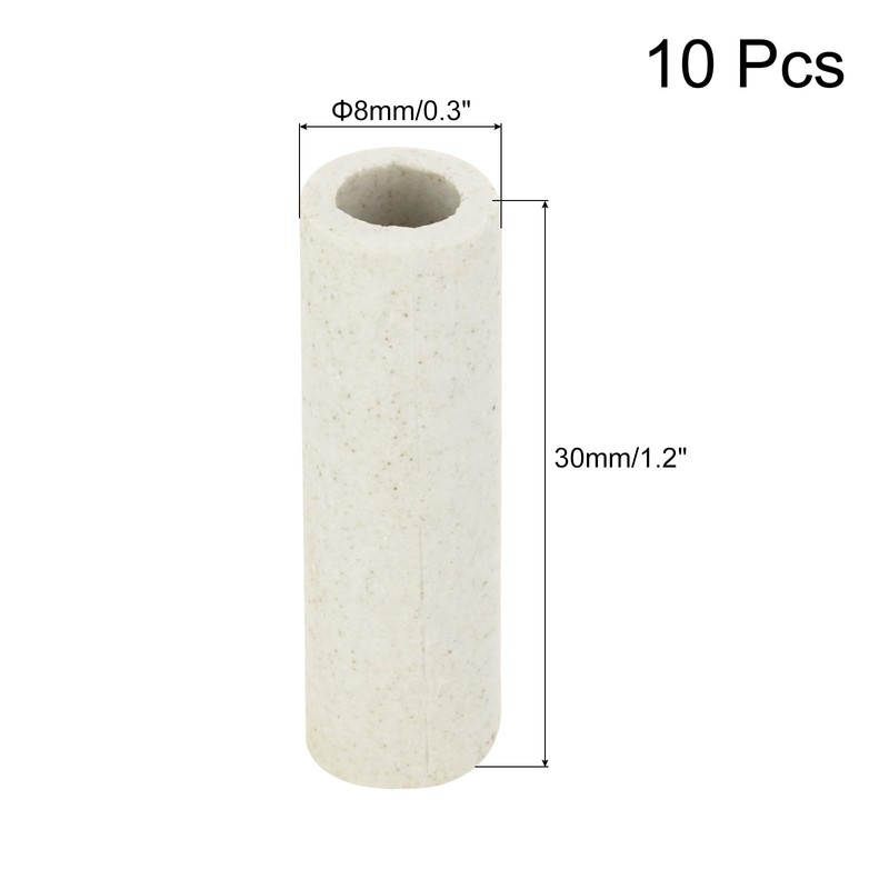 sourcing map 10pcs 5mm Dia Ceramic Tube Insulated Electronic Wire