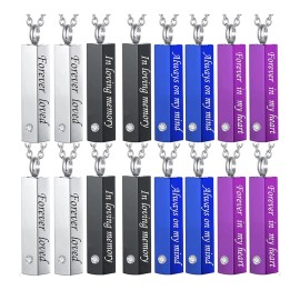 16 Pieces Urn Necklace for Ashes for Human Cremation Jewelry for Ashes Square Small BarKeepsake Pendant for Women Men Loved OnesColor: 16pcs Pendant Necklace, Design: Square column