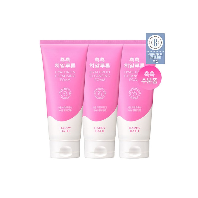 Happy Bath Hyaluronic Cleansing Foam 200g 3-pack - 02 Moisturizing
