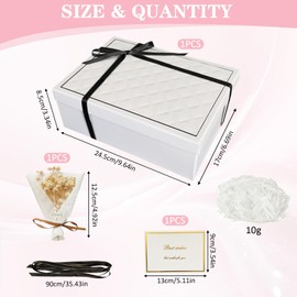 TAIHOBO Gift Box with Lid, 24.5 x 17 x 8.5 cm, Foldable Gift Box, Birthday, Filling Material, Gift Box with Greeting Cards, Rectangular Gift Box for Gift Wrapping, Birthday, Weddings (White)