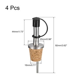 uxcell Stainless Steel Bottle Pourers, 4Pcs Olive Oil Spout with Rubber Dust Caps, Cork Design Wine Bottle Stoppers for Pours Liquid, Olive Oil, Wine, Vinegar