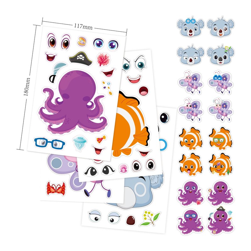 YANGWEN 12 Models/606 Pieces Make a Face Sticker Make Your