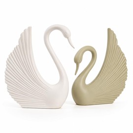 2PC Swan Statues, Heart‑Shaped Couple Sculpture for Home Tabletop Decor