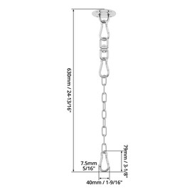 QWORK® Stainless Steel Ceiling Hook Heavy Duty with 30 cm Extension Chain and Carabiner, Attachment for Hanging Chair, Hanging Chair and Punch Bag (up to 400 kg)