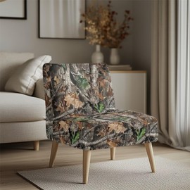 ZOUTAIRONG Camo Armless Chair Slipcover Stretch Accent Chair Cover for Living Room Armless Slipper Chair Covers Removable Single Chair Cover Without Arms for Home Decor