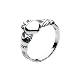Heritage Dew Women's Sterling Silver Celtic Irish Claddagh Ring, Silver, J