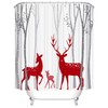 Christmas Deer Shower Curtain Red Deer Family in Forest Silhouette