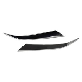 KarParts360 For Hyundai Santa Fe 2019 2020 Bumper Cover Molding Driver And Passenger Side | Pair | Front | Upper | Dark-Chrome | ABS Plastic | Garnish | HY1046115, HY1047115 | 86375S2020, 86376S2020