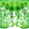 Recosis Birthday Decorations, Green Party Decorations for Birthday Banner Curtains