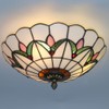 Skyweel Tiffany Style Ceiling Light Vintage Stained Glass Flush Mount