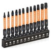 12-Pack Square Drive Bits- PREMIUM S2 Alloy Steel Square Bit