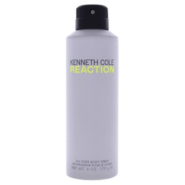 Kenneth Cole Reaction All Over Body Spray for Men, Notes of Juicy Lime, Crisp Green Apple, Patchouli, Citrus Green Woody Fragrance, Fresh & Energetic Scent, 6 Oz