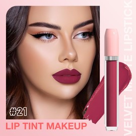 BINGBRUSH Super Stay Matte Longwear No-Budge Liquid Lipstick Makeup,Highly Pigmented Color and Instant Shine, Cheeky, Soft Matte Lip Cream Lightweight Lipgloss (21#, Pack of 1)