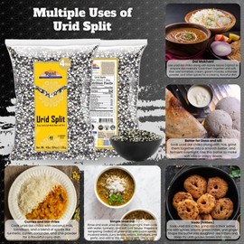 Rani Urid/Urad Split Chilka (Split Matpe Beans with Skin) Indian Lentils 64oz (4lbs) 1.81kg Bulk ~ All Natural | Gluten Friendly | Non-GMO | Kosher | Vegan | Indian Origin