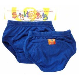 Bright Bots Potty Training Pants with Absorbent and Water Resistant Layer. Bright Pull On Washable Cotton Pants for Toddlers 2 Pack (S 12months, Blue)