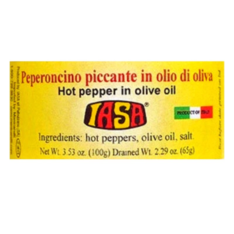 Iasa Peperoncino Piccante Hot Red Peppers in Olive Oil 100