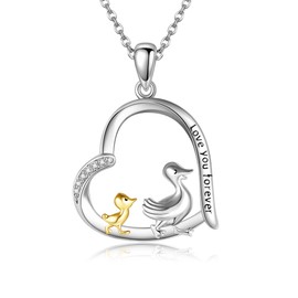 JERWLI Goose Chicken Duck Necklace Sterling Silver Pendant for Poultry Gift for Poultry, Sterling Silver