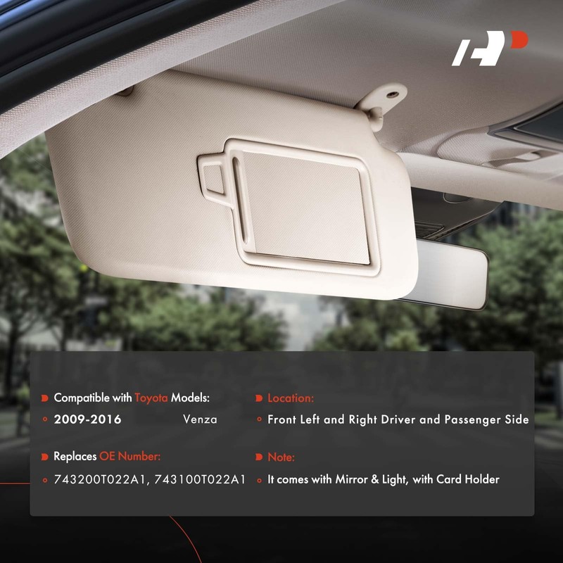 A-Premium Left & Right Sun Visor Compatible with Toyota Venza