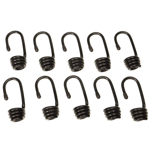 US Cargo Control 1/2 Inch PVC Coated Black Bungee Hook - 12MM - 10 Pack - Great For Making Homemade Bungee Cords Or For Use In Transporting Cargo In Trucks, SUV's, Motorcycles, Kayaks, ATV's, And More!