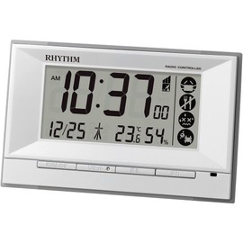 rizumu時計工業 (rhythm) 置ki時計 White 8.8x14.3x4.2 cm Alarm Clock Wireless Digital Temperature Humidity Calendar Heatstroke 8rz207sr03