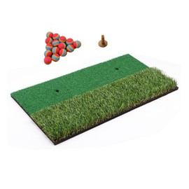 Golf Practice Mat, Includes 30 Urethane Balls, For Home, Indoor, Practice, Artificial Turf, Golf Mat, 11.8 x 23.6 inches (30 x 60 cm) (Two Tone)