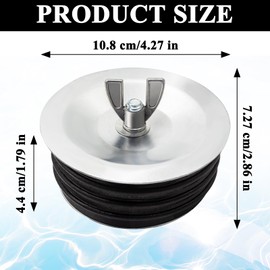Steel Mechanical Test Plug, Sewer Cleanout Cap, Practical Expansion Pipe Plug, Drain Twist Plug Pipe Gripper, with Galvanized Screw and Wing Nut, Suitable for Most Pipes Sink Pools (4 Inch)