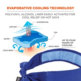 Ergodyne Chill Its 6700CT Cooling Bandana, Lined with Evaporative PVA Material for Fast Cooling Relief, Tie for Adjustable Fit, Blue