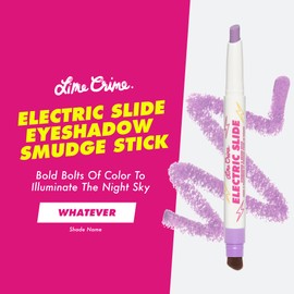 Lime Crime Electric Slide Eyeshadow & Brush Stick, Whatever - Lightweight 2-in-1 Eyeshadow Smudge Stick with Angled Brush for Long Lasting & Natural Color or Glow - Vegan & Cruelty-Free