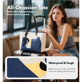 Women's Large Tote Handbags, Vegan Leather Shoulder Bag, Waterproof Printed Fashion Tote Bag for Casual Traval Work