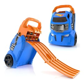 Hot Wheels Lanzador Porttil 20 Carritos 164 con Pistas de 4 Carriles - Transportable - Edad 3 aos - Original Mattel - HWCC14 - (No Incluye carritos)  
