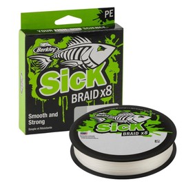 Berkley Sick Braid 8 Way Braided Fishing Line, Fishing Lines 300m for Freshwater or Saltwater Sea Fishing White or Black (White, 0.33mm-38.1kg)