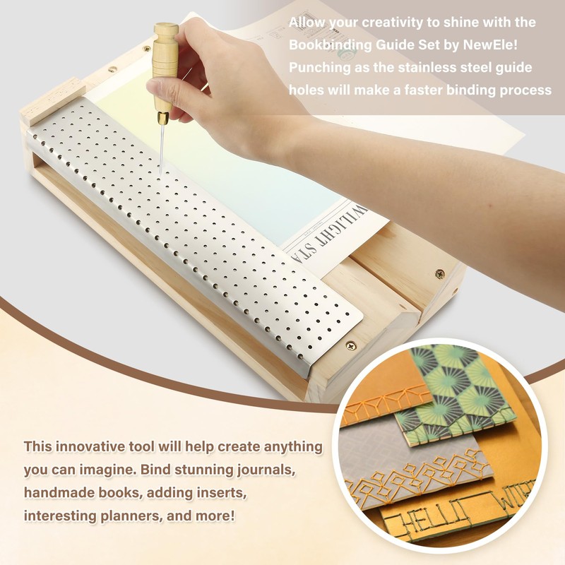 Bookbinding Punching Cradle Set, Includes Dual-Use Piercing Guide and a
