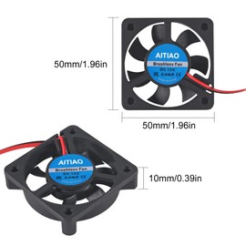 AITIAO 6Pcs 5010 Cooling Fan DC 12V 50mmx50mmx10mm Quiet Brushless Cooling Fan for 3D Printer Computer Case Fan DIY Cooling Ventilation Exhaust 2Pin Oil Bearing Fan (5010 12V)