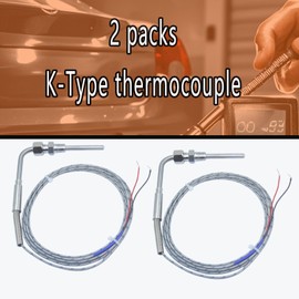 2 Packs K-Type thermocouple Probe for Measuring Automotive Exhaust Temperature Thread 1/8 Cable 79in