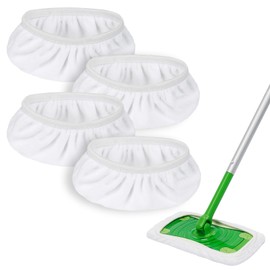 4 Pack Reusable Mop Refill Pad Suitable for Swiffer Sweeper Wet Mop,Strong Adsorption Power, Microfiber Mop Refills Pads,Dry Wet Pad Refills for 10-12 inch Sweeper Mops,Washable Duster Mopping Refills