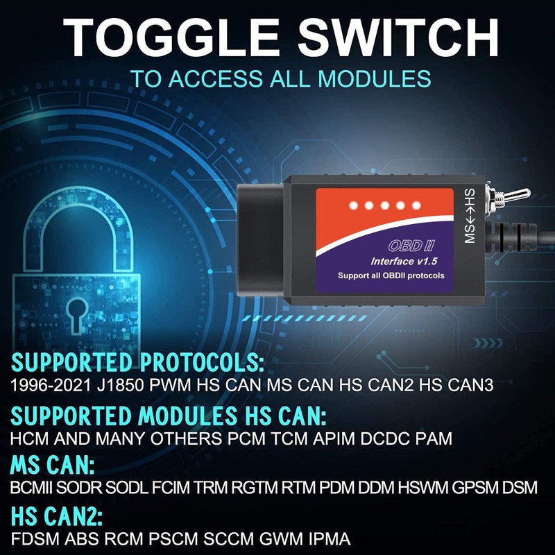 ELM327 USB Adapter OBD2 Scanner for Windows, ELMconfig FoCCCus Diagnostic