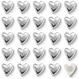 24 PCS Silver Fridge Magnets, Cute Love Heart Decorative Magnets Small Refrigerator Magnets for Home Office Whiteboard (Silver)