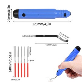 Deburring Tool, Deburring Tool with 10 Replacement Blades and 5 Diamond Files, 360° Universal Hand Deburrer, for Aluminium, Copper, Plastic Burr, 3D Printing