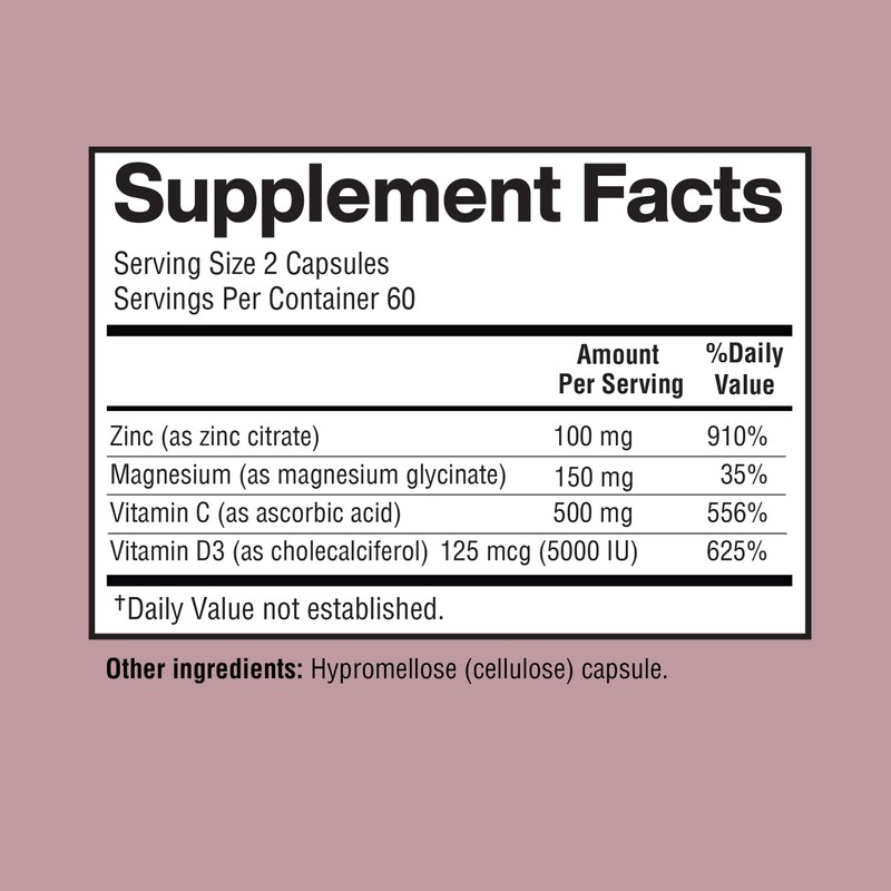 Happi Mi Nutrition Zinc, Zinc 100mg, Magnesium Glycinate 150mg, Vitamin