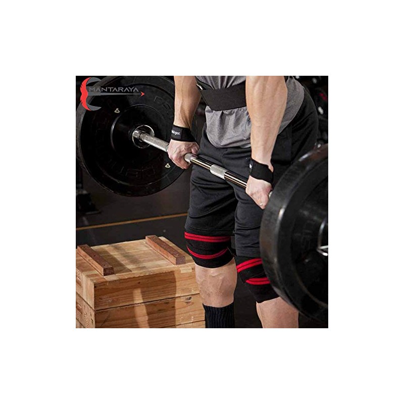 Knee Wraps Vendas elásticas levantamiento de Pesas Paquete con un