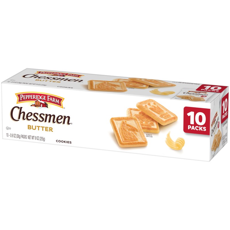 Pepperidge Farm Chessmen Butter Cookies, 0.9 Oz Snack Pack, 10