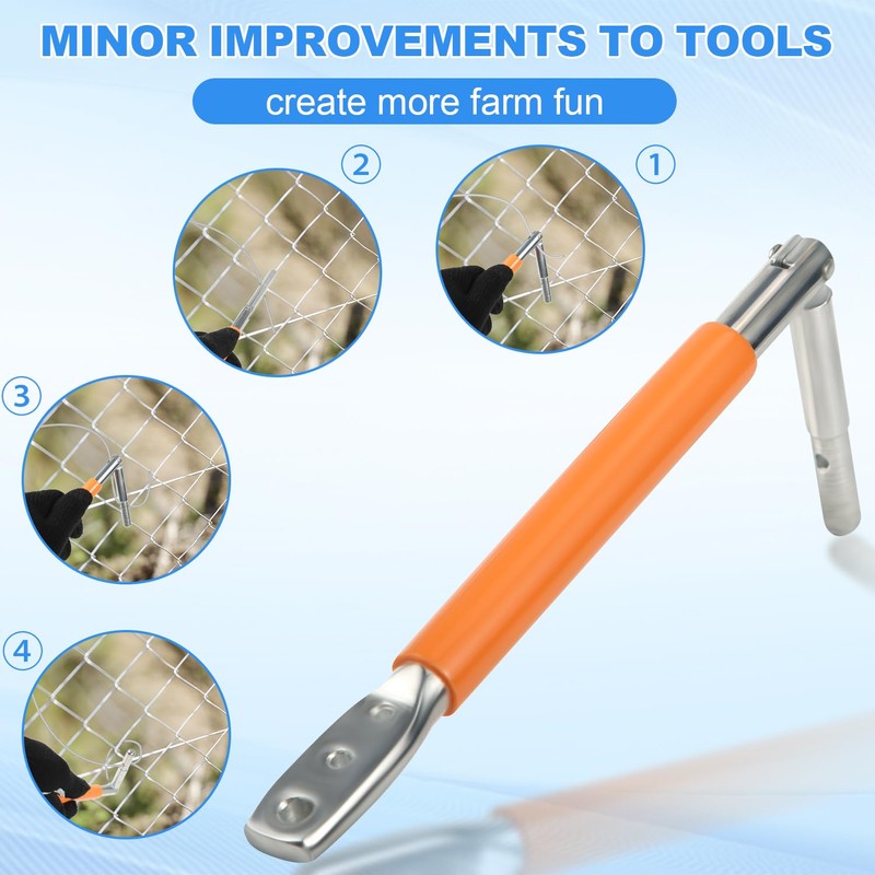 Wire Fence, T Post Clips Tool with Winder 3 Holes