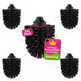 Bürstenking Toilet Replacement Brush Head, 71 mm, Toilet Brush Head Set Fits Smedbo Toilet Brushes, Bristle Replacement Toilet Brush Head, with M12 Female Thread, Pack of 5, Black