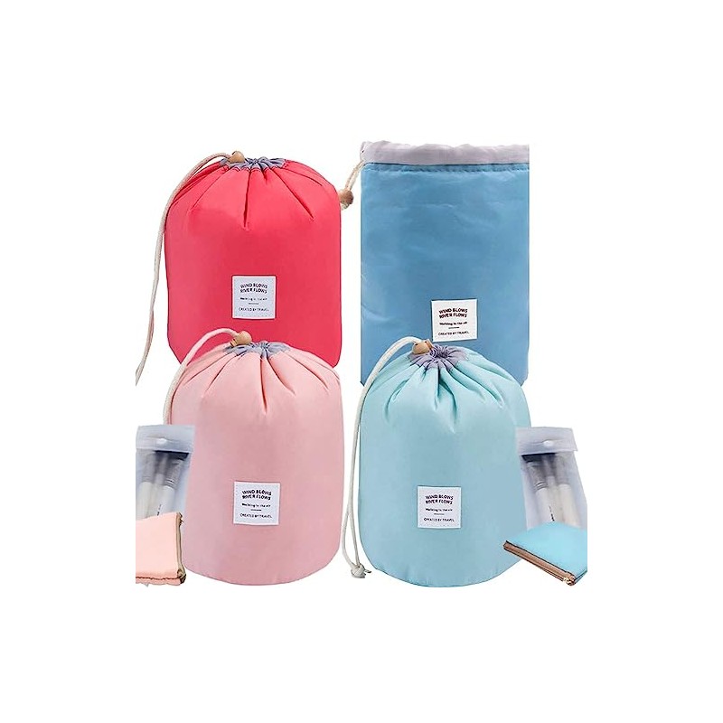 INVODA Cosmetic Bag 4 Pieces Barrel Shaped Travel Makeup Bags