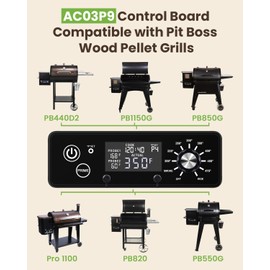 Control Board for Pit Boss Pellet Grill, AC03P9 Thermostat Controller Board Replacement for Pit Boss PB440D2/ PB1150G/ PB850G/ PB550G/ PB820/ Pro 1100 Wood Pellet Grills/Smoker with LCD Display